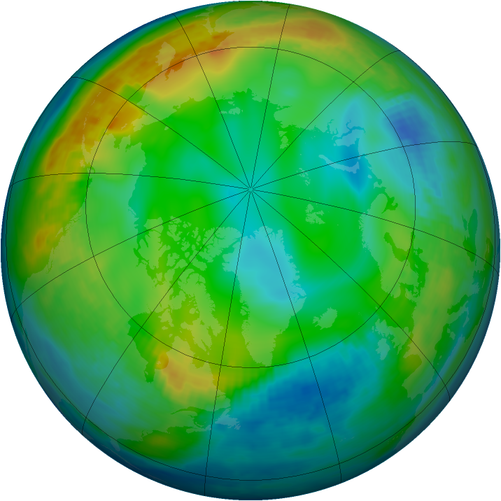 Arctic ozone map for 13 December 1982